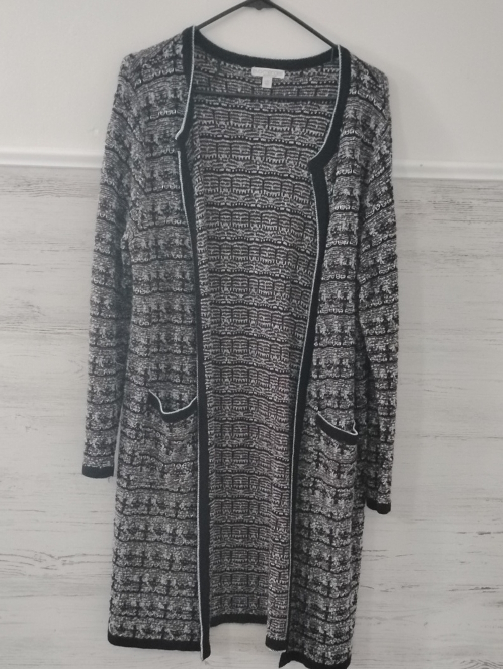 Eva Mendes New York & Company Knit Duster Cardigan Burgundy Black L/XL